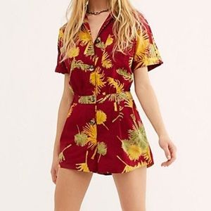 Free People Malibu Romper floral short sleeve